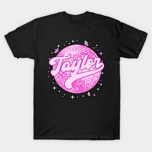 Girl Retro TAYLOR First Name Personalized Disco 70's T-Shirt